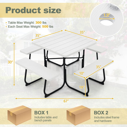 Outdoor Picnic Table With 4 Benches, Umbrella Hole, White Picnic Tables at Gallery Canada