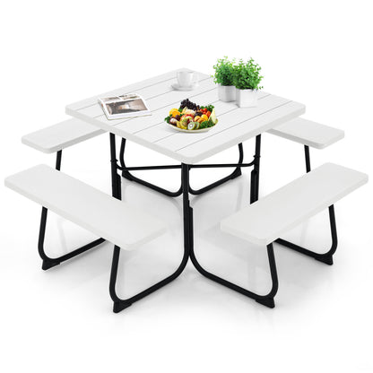 Outdoor Picnic Table With 4 Benches, Umbrella Hole, White Picnic Tables at Gallery Canada