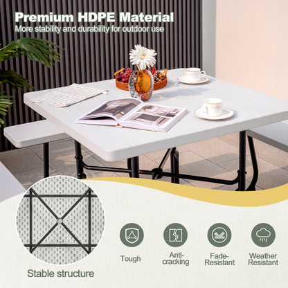 Outdoor Picnic Table With 4 Benches, Umbrella Hole, White Picnic Tables at Gallery Canada