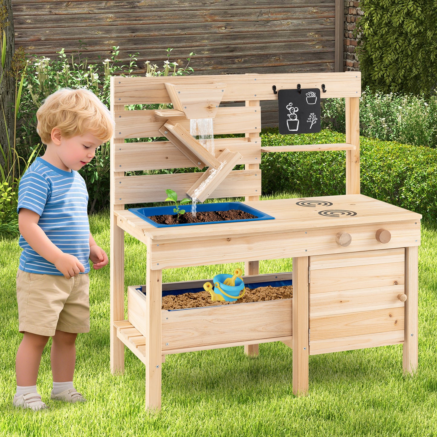 Outdoor Play Pretend Kitchen with Detachable Sandbox and Removable Sink, Natural Play Kitchen Sets at Gallery Canada