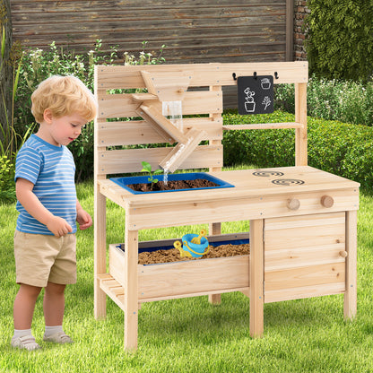 Outdoor Play Pretend Kitchen with Detachable Sandbox and Removable Sink, Natural Play Kitchen Sets at Gallery Canada