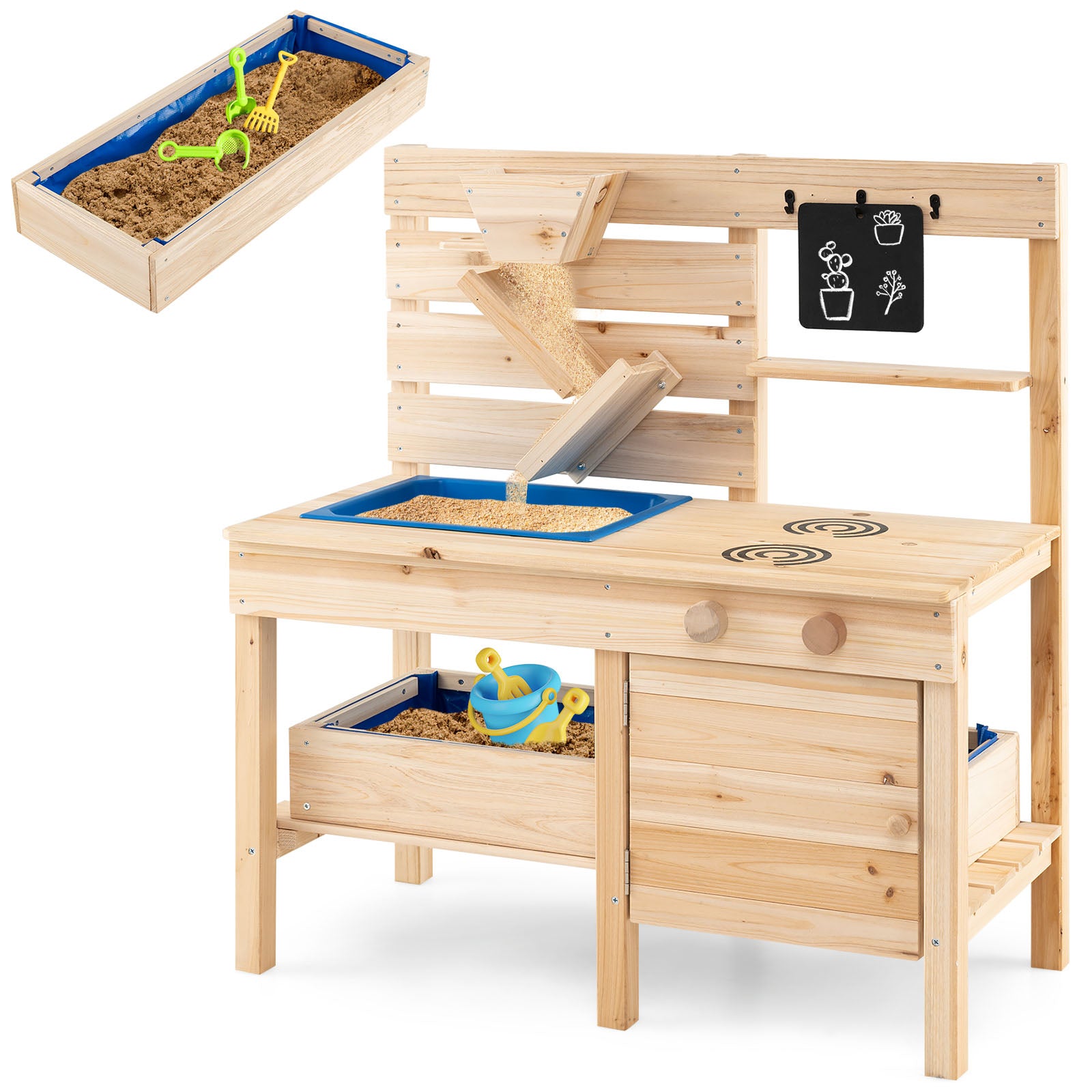 Outdoor Play Pretend Kitchen with Detachable Sandbox and Removable Sink, Natural Play Kitchen Sets at Gallery Canada