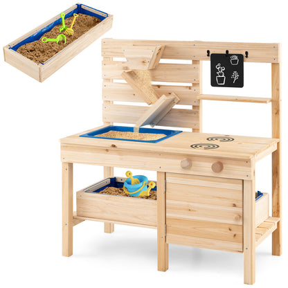 Outdoor Play Pretend Kitchen with Detachable Sandbox and Removable Sink, Natural Play Kitchen Sets at Gallery Canada
