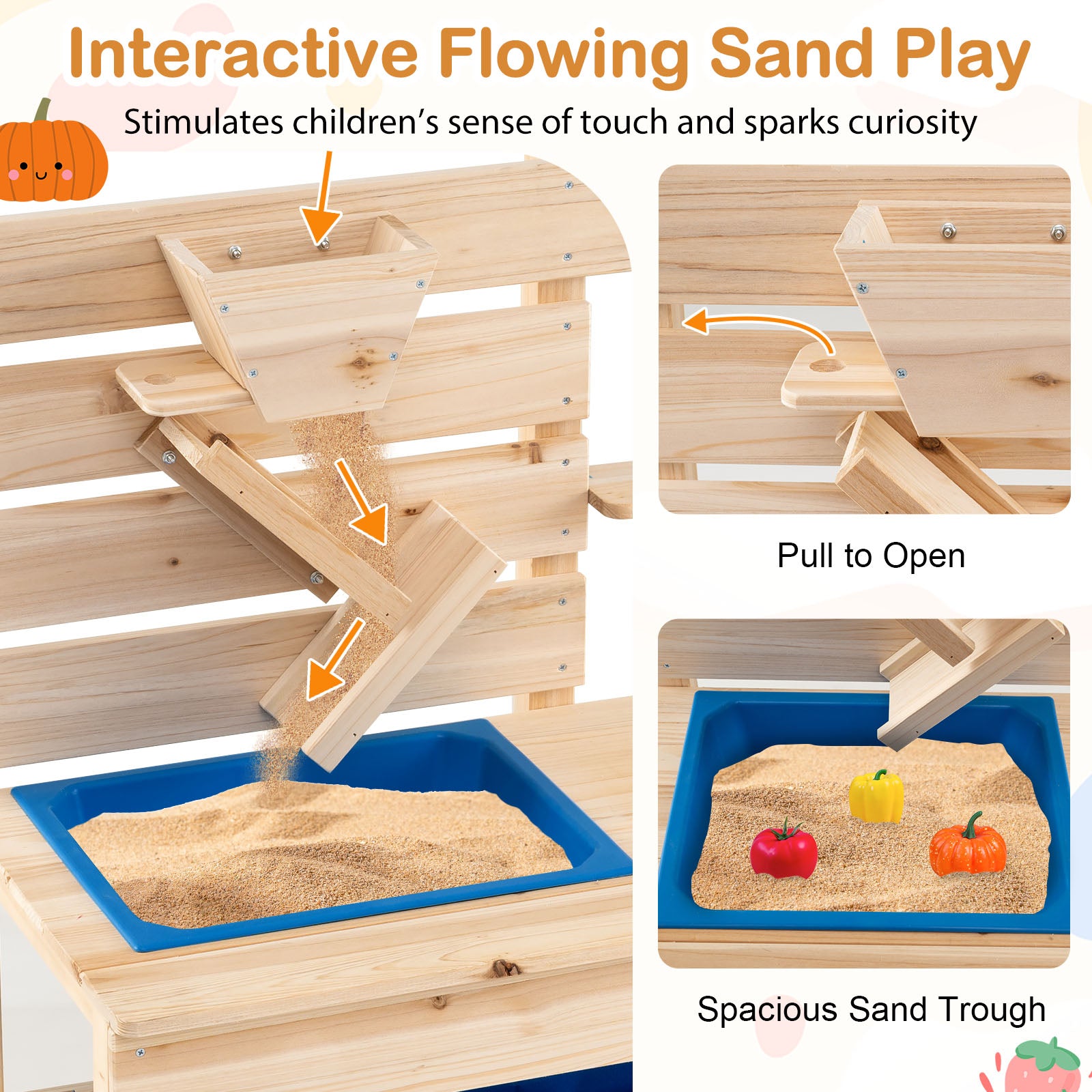 Outdoor Play Pretend Kitchen with Detachable Sandbox and Removable Sink, Natural Play Kitchen Sets at Gallery Canada