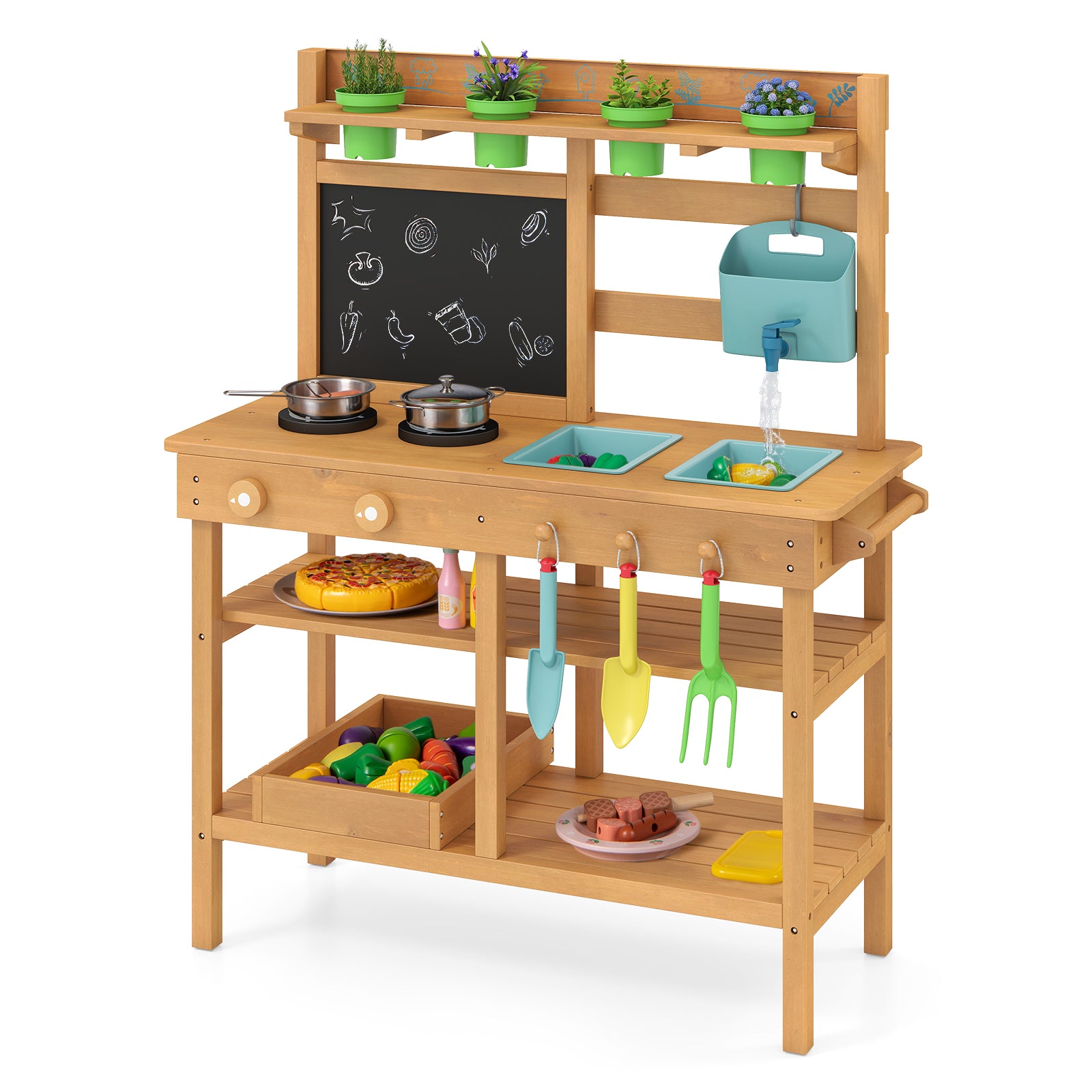 Outdoor Play Kitchen With Faucet, Removable Sinks, Natural Play Kitchen Sets at Gallery Canada
