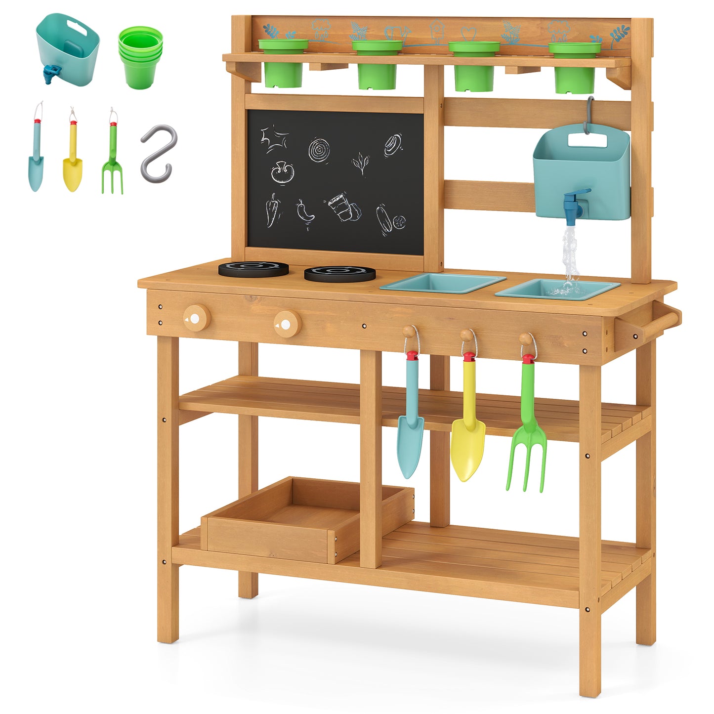 Outdoor Play Kitchen With Faucet, Removable Sinks, Natural Play Kitchen Sets at Gallery Canada