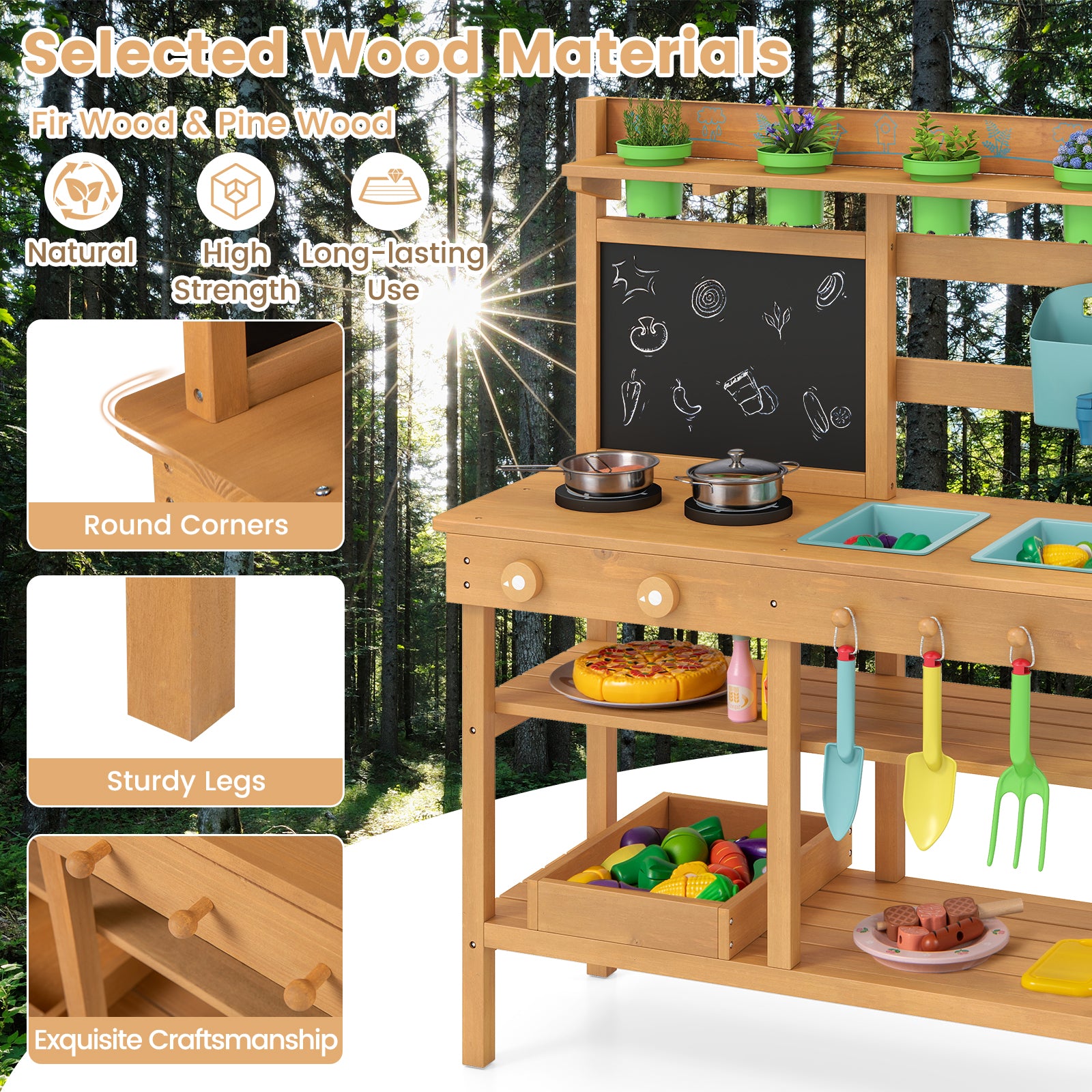 Outdoor Play Kitchen With Faucet, Removable Sinks, Natural Play Kitchen Sets at Gallery Canada
