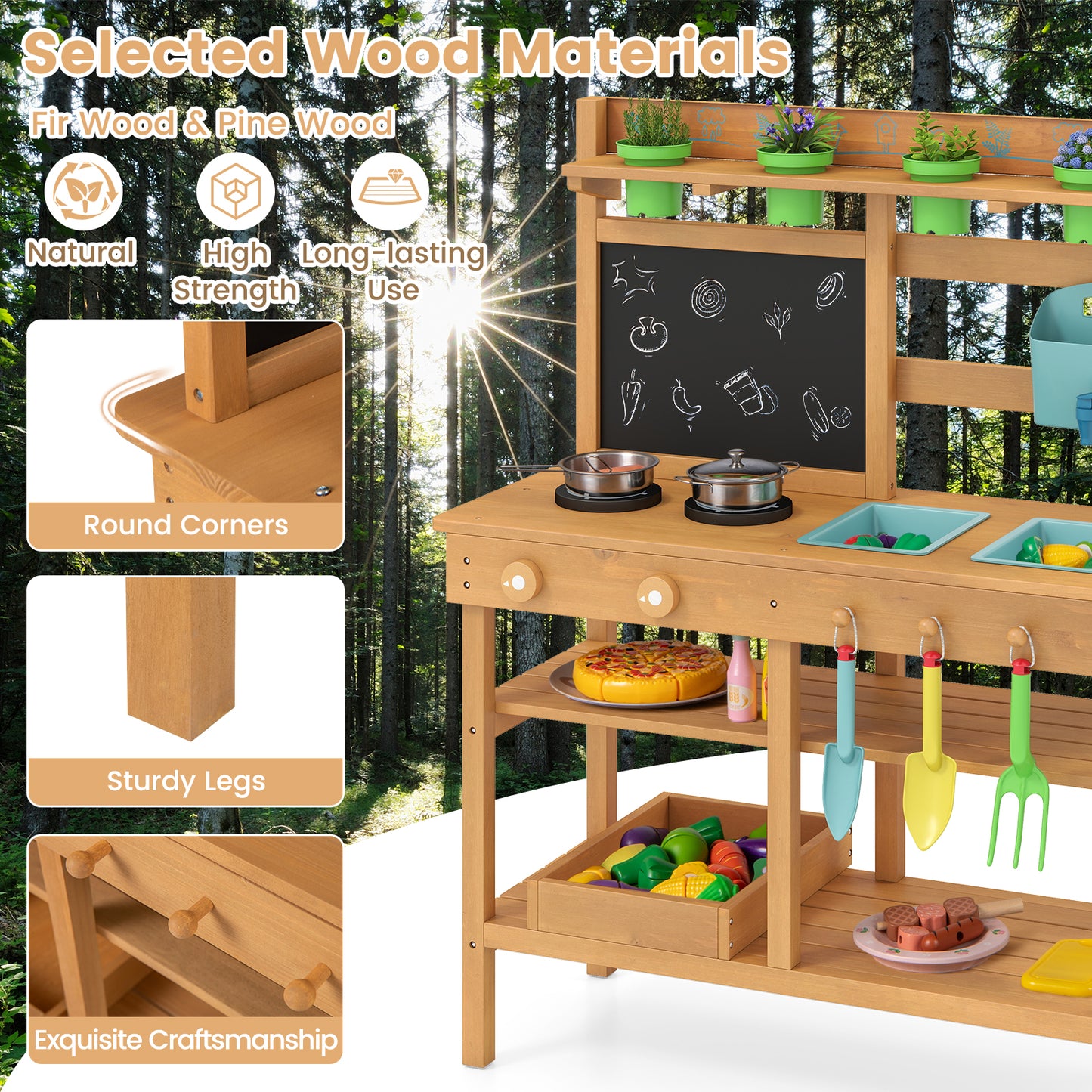 Outdoor Play Kitchen With Faucet, Removable Sinks, Natural Play Kitchen Sets at Gallery Canada