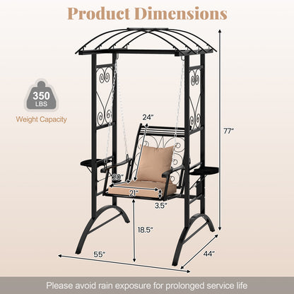 Outdoor Porch Swing with Stand and 2 Trellises for Adults, Black Porch Swings at Gallery Canada