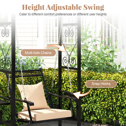Outdoor Porch Swing with Stand and 2 Trellises for Adults, Black Porch Swings at Gallery Canada
