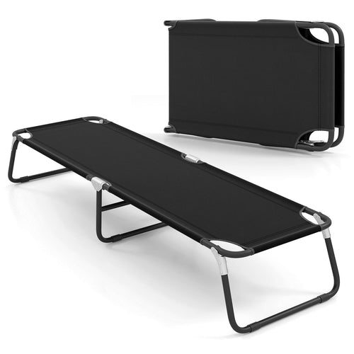 Portable Folding Camping Bed, Outdoor Sleeping Hiking Travel, Black