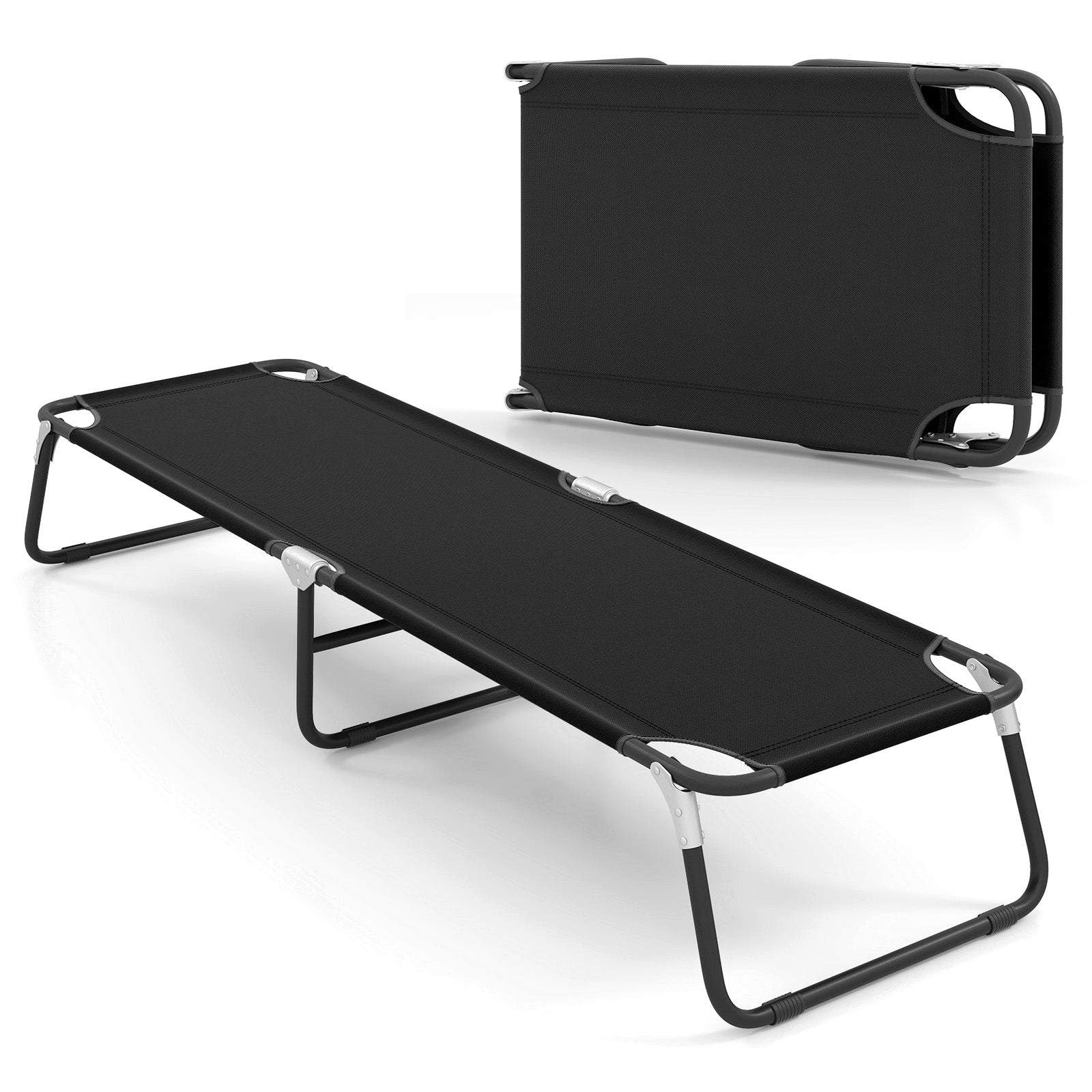 Portable Folding Camping Bed, Outdoor Sleeping Hiking Travel, Black Camping Furniture Black at Gallery Canada