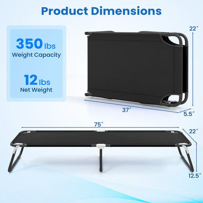 Portable Folding Camping Bed, Outdoor Sleeping Hiking Travel, Black Camping Furniture at Gallery Canada