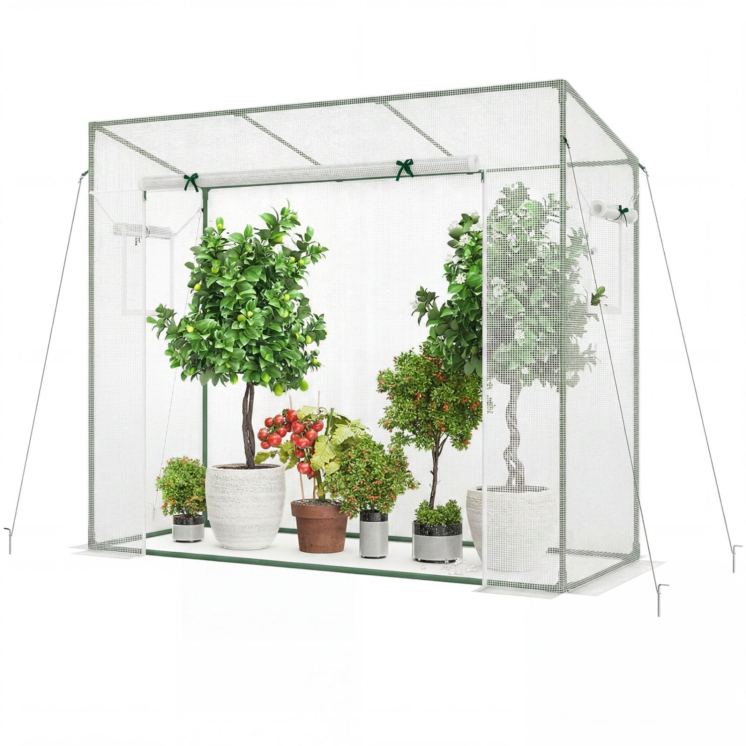 Outdoor Walk-in Greenhouse, PE Cover, Roll-up Zipper Door, White Greenhouses at Gallery Canada