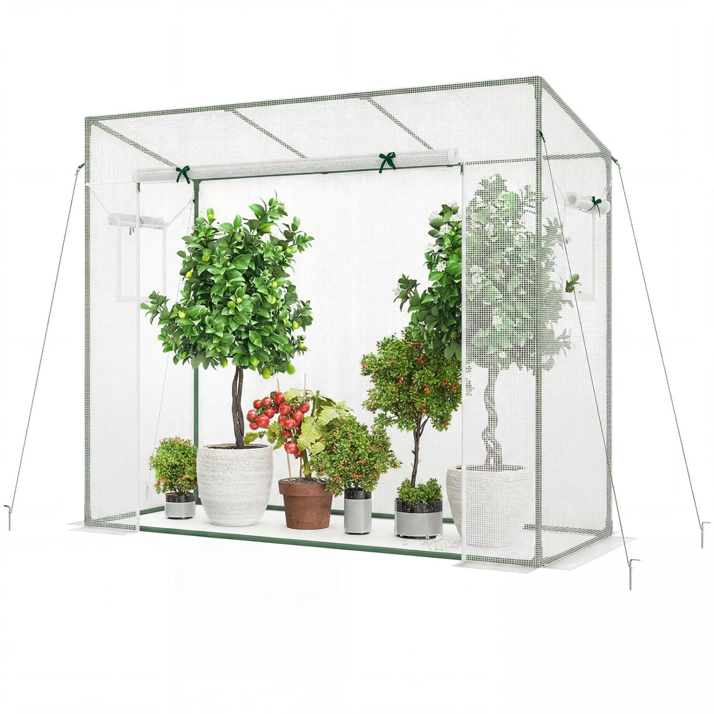 Outdoor Walk-in Greenhouse, PE Cover, Roll-up Zipper Door, White Greenhouses at Gallery Canada