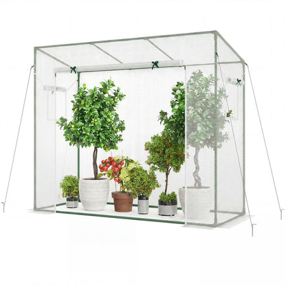 Outdoor Walk-in Greenhouse, PE Cover, Roll-up Zipper Door, White Greenhouses at Gallery Canada