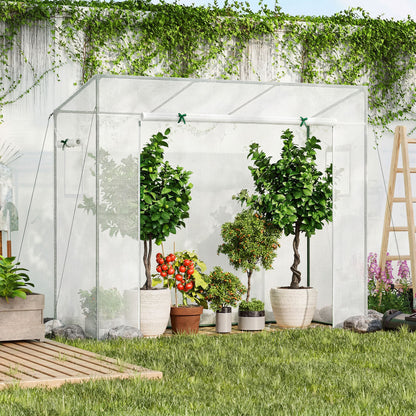 Outdoor Walk-in Greenhouse, PE Cover, Roll-up Zipper Door, White Greenhouses at Gallery Canada
