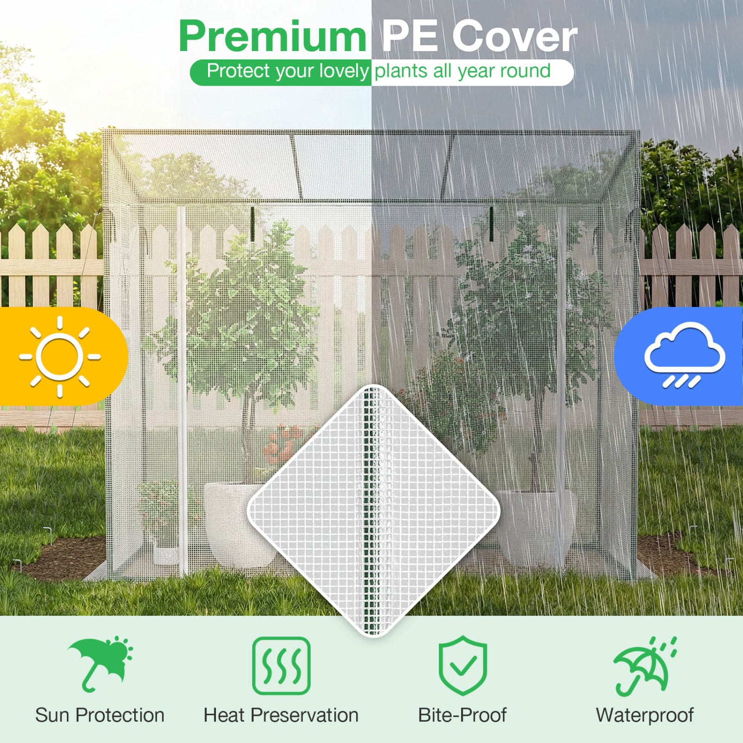 Outdoor Walk-in Greenhouse, PE Cover, Roll-up Zipper Door, White Greenhouses at Gallery Canada