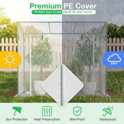 Outdoor Walk-in Greenhouse, PE Cover, Roll-up Zipper Door, White Greenhouses at Gallery Canada