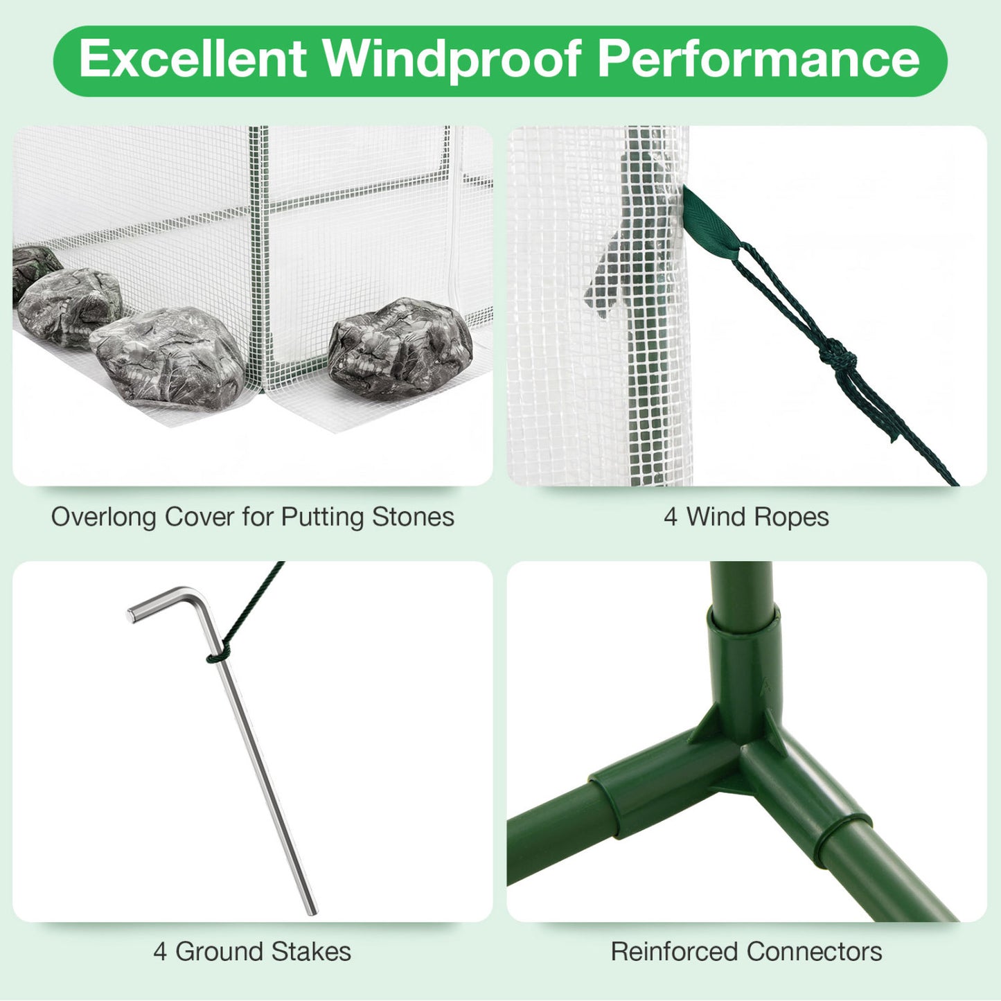 Outdoor Walk-in Greenhouse, PE Cover, Roll-up Zipper Door, White Greenhouses at Gallery Canada