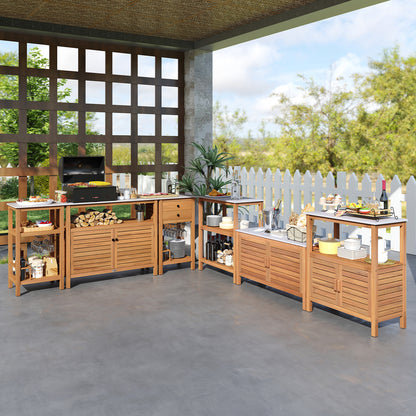 Table de rempotage en bois d'acacia, portes à persiennes, naturel