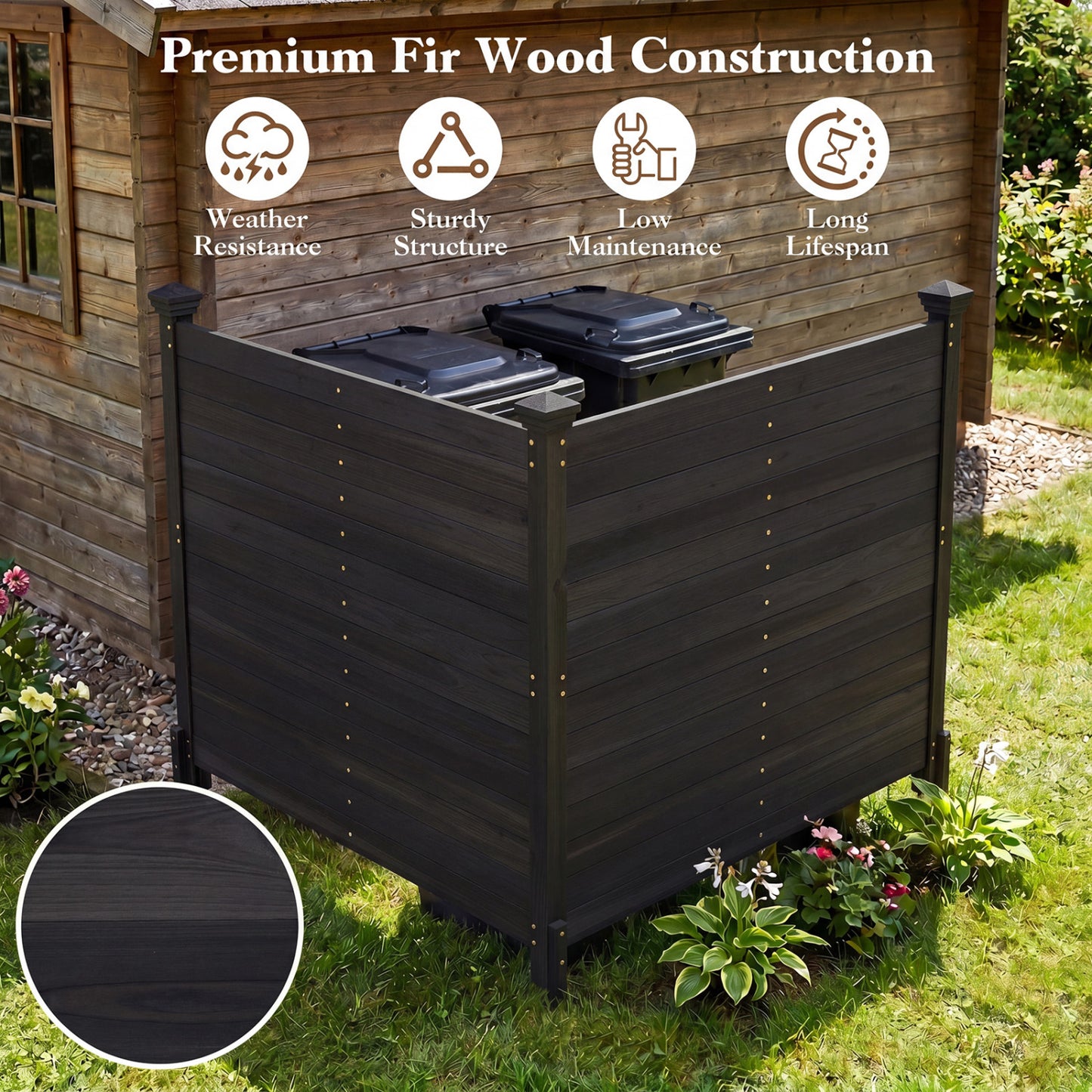 Outdoor Privacy AC Fence, Black