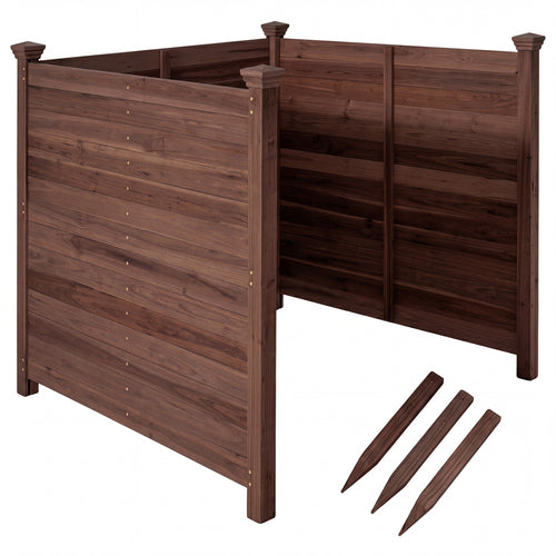 3-Panel Outdoor Privacy AC Fence, Brown