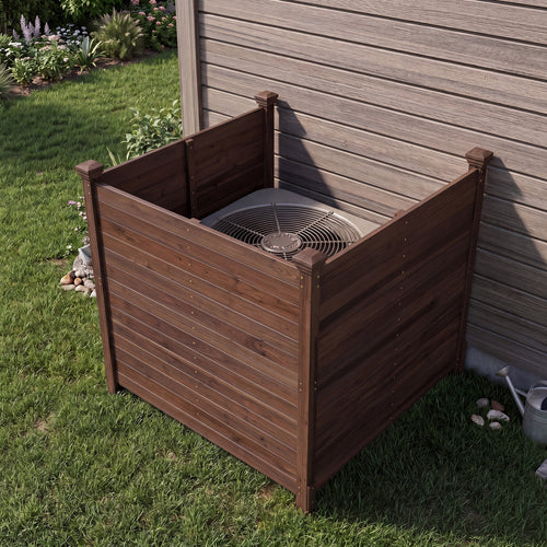 3-Panel Outdoor Privacy AC Fence, Brown