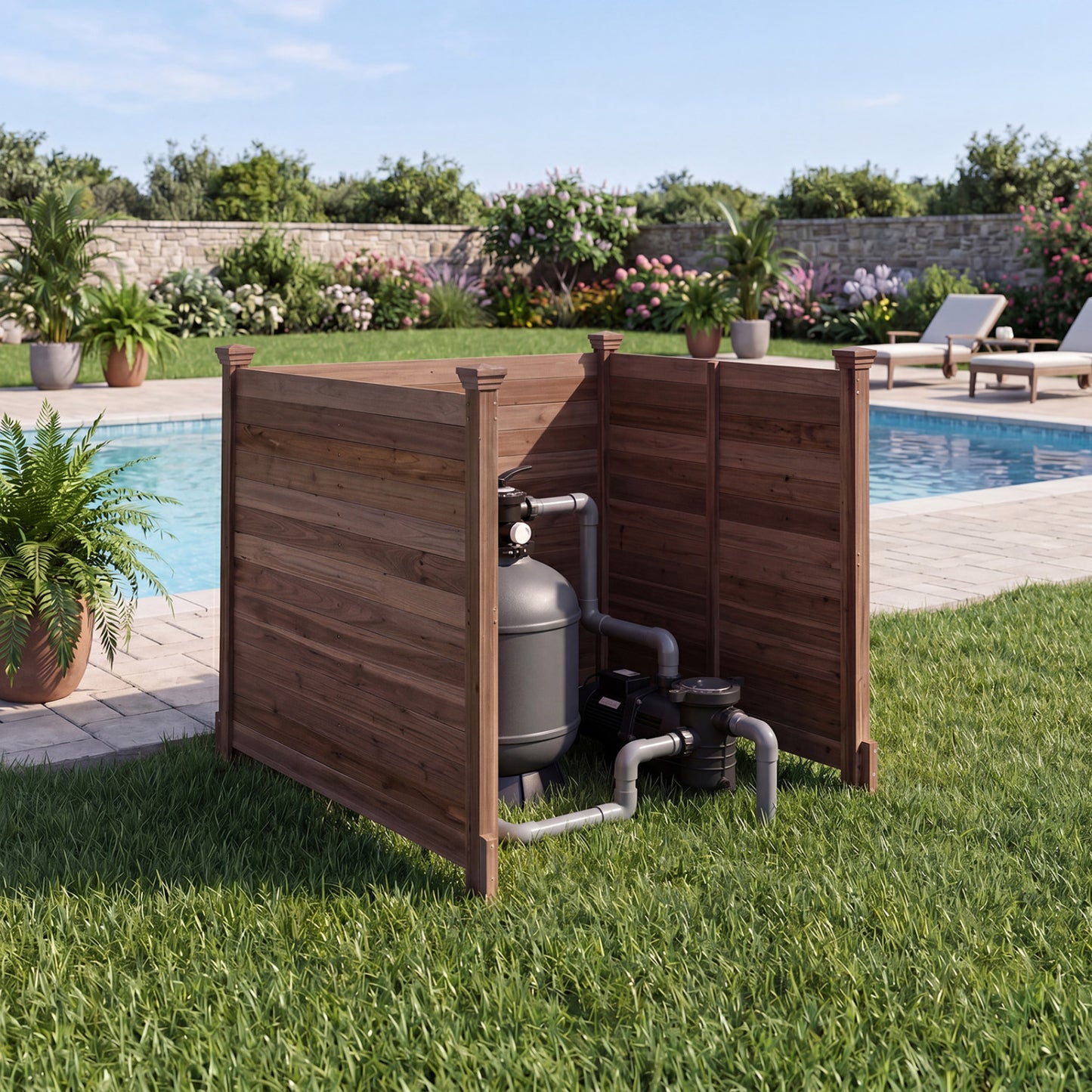 3-Panel Outdoor Privacy AC Fence, Brown