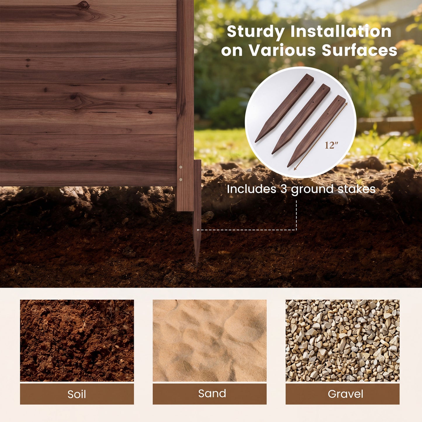 3-Panel Outdoor Privacy AC Fence, Brown