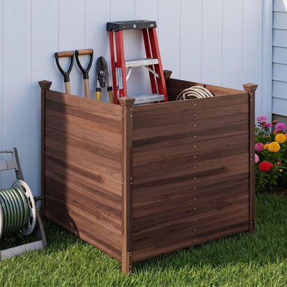 3-Panel Outdoor Privacy AC Fence, Brown