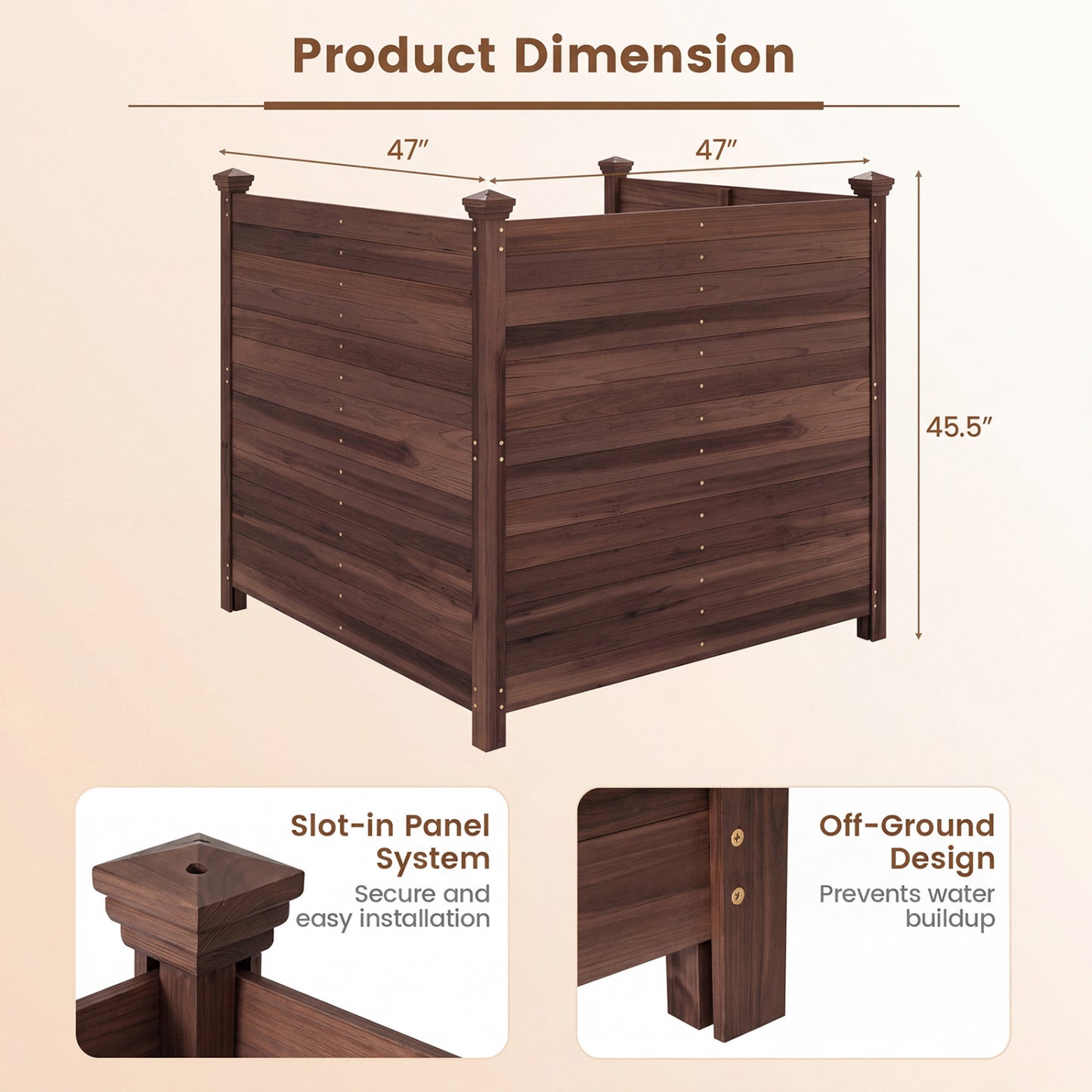 3-Panel Outdoor Privacy AC Fence, Brown