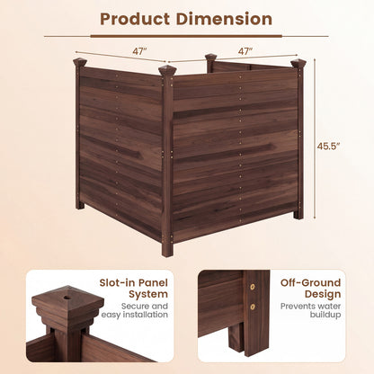 3-Panel Outdoor Privacy AC Fence, Brown