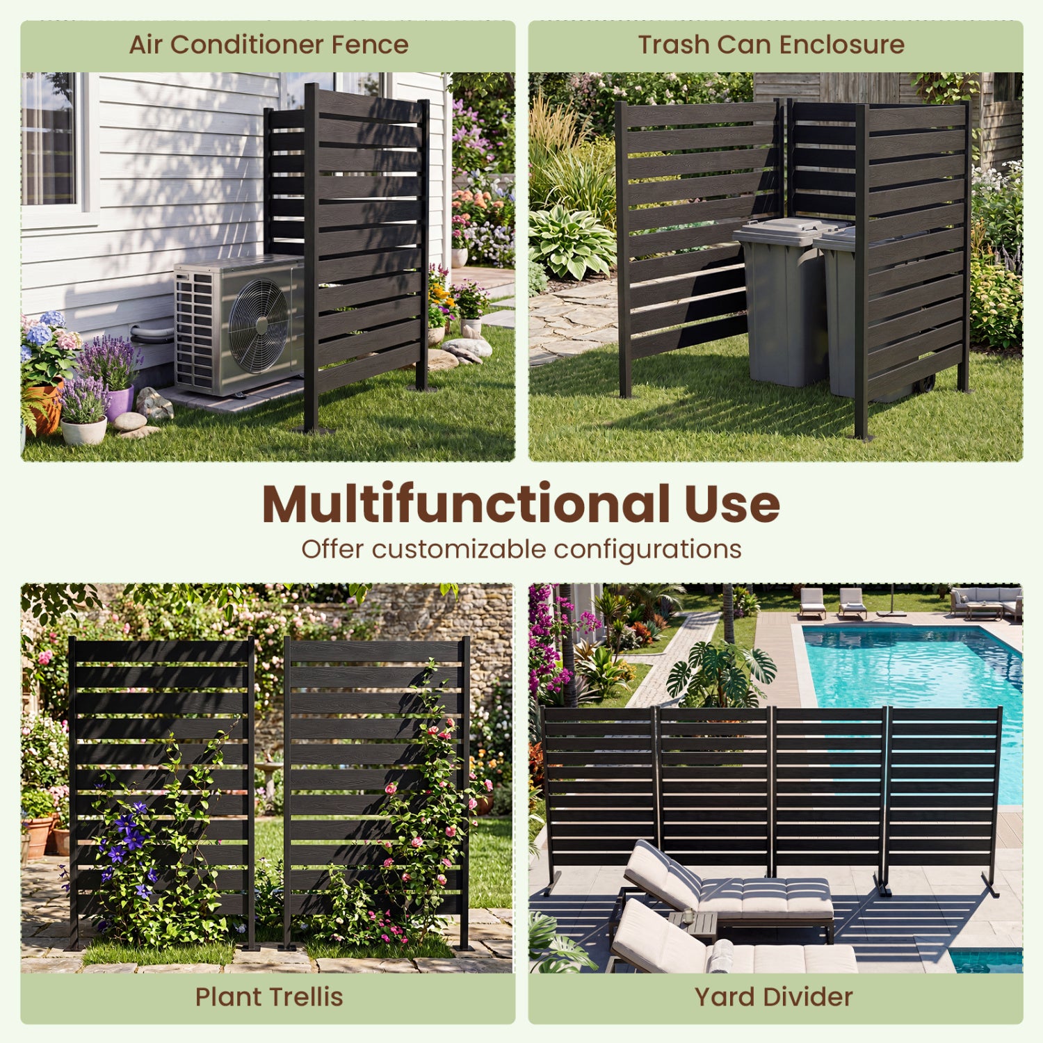 Outdoor Privacy Screen Fence for Backyard Pool, Black Decorative Fencing & Flooring at Gallery Canada