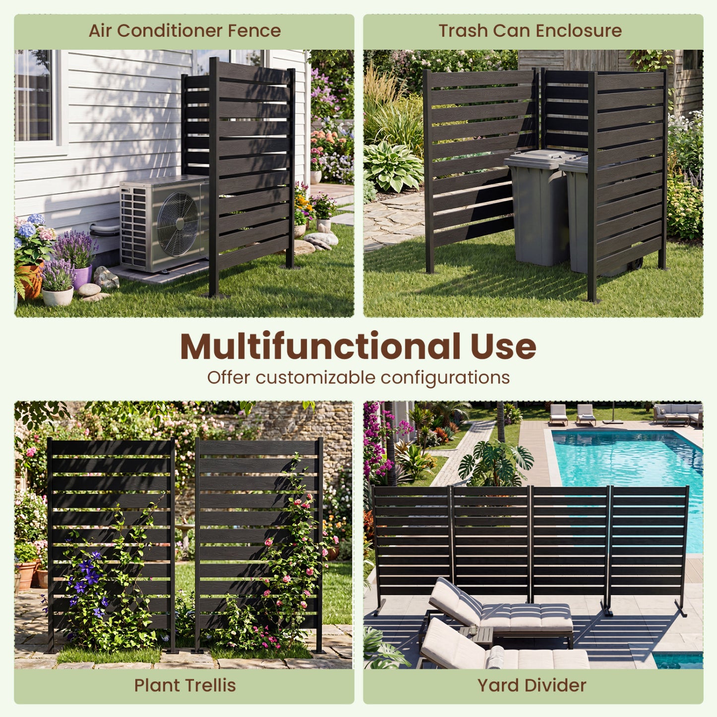 Outdoor Privacy Screen Fence for Backyard Pool, Black Decorative Fencing & Flooring at Gallery Canada