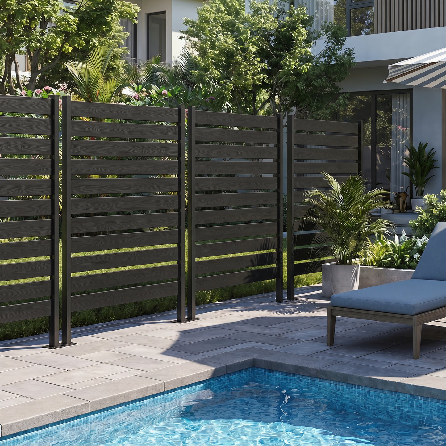 Outdoor Privacy Screen Fence for Backyard Pool, Black Decorative Fencing & Flooring at Gallery Canada