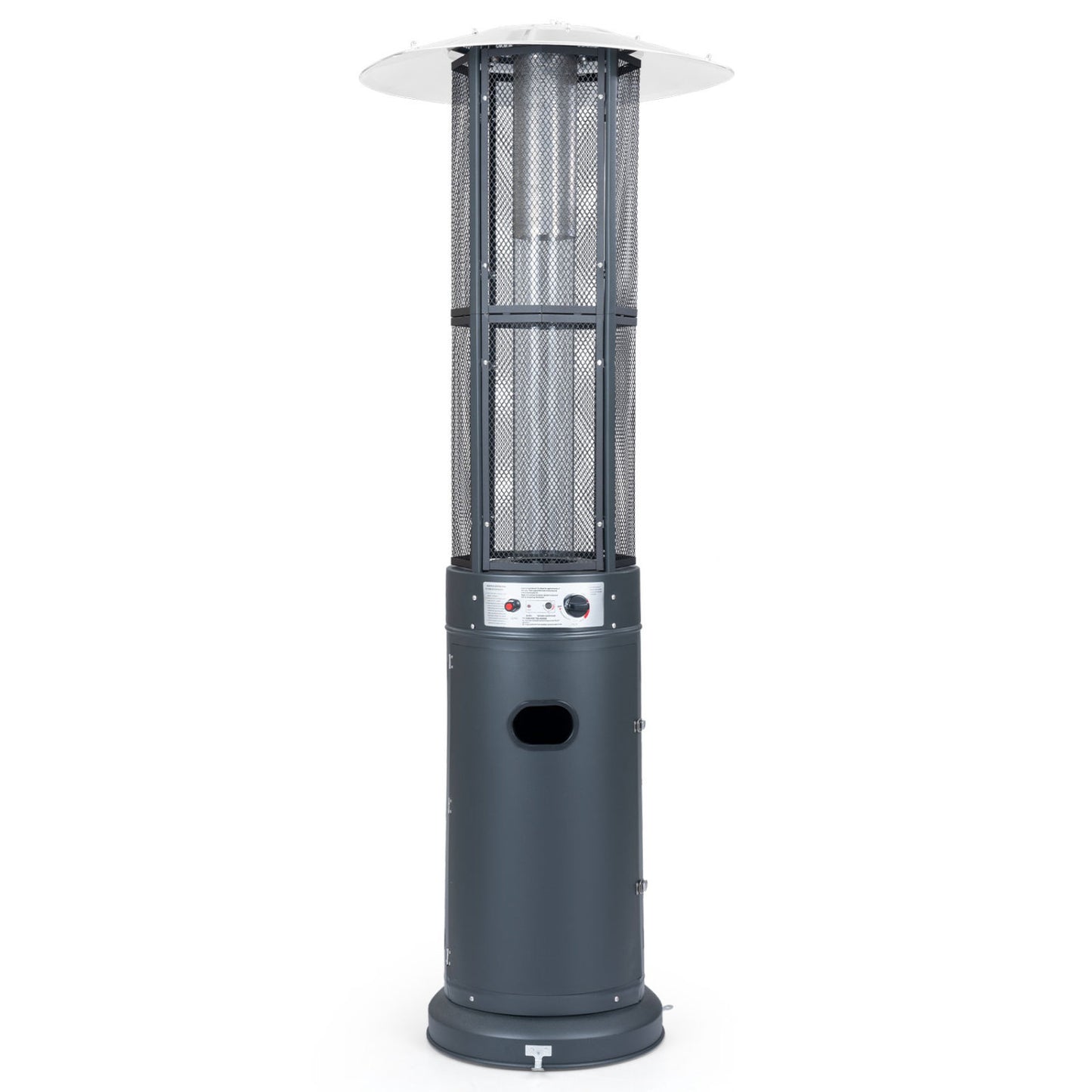 Outdoor Propane Patio Heater, Glass Tube, Dark Gray