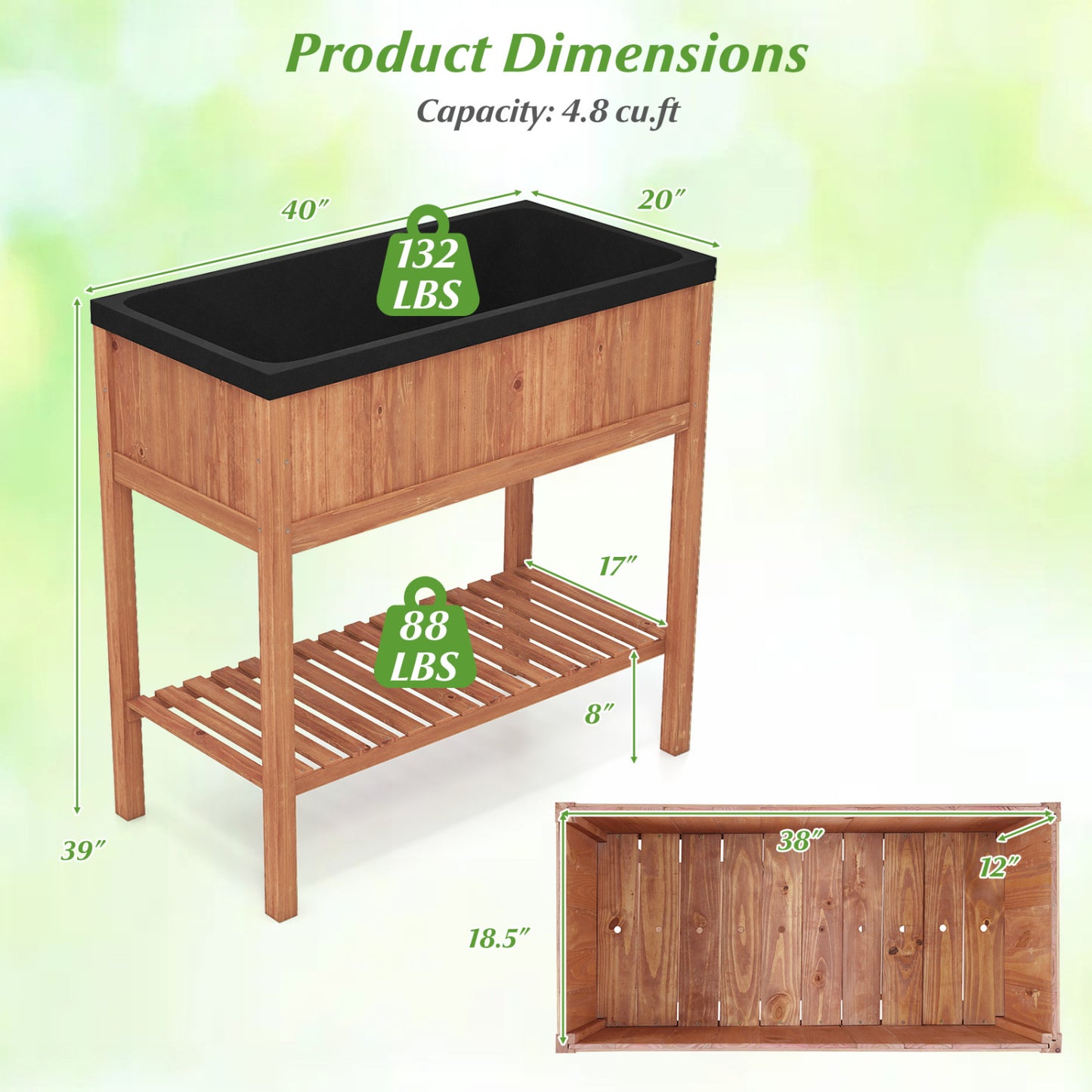 Outdoor Raised Garden Bed, Fir Wood Planter Box With Storage Shelf, Brown Raised Garden Beds at Gallery Canada