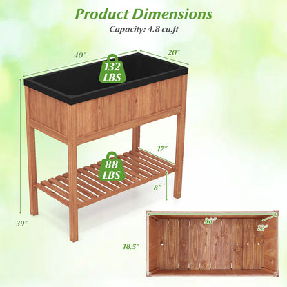 Outdoor Raised Garden Bed, Fir Wood Planter Box With Storage Shelf, Brown Raised Garden Beds at Gallery Canada