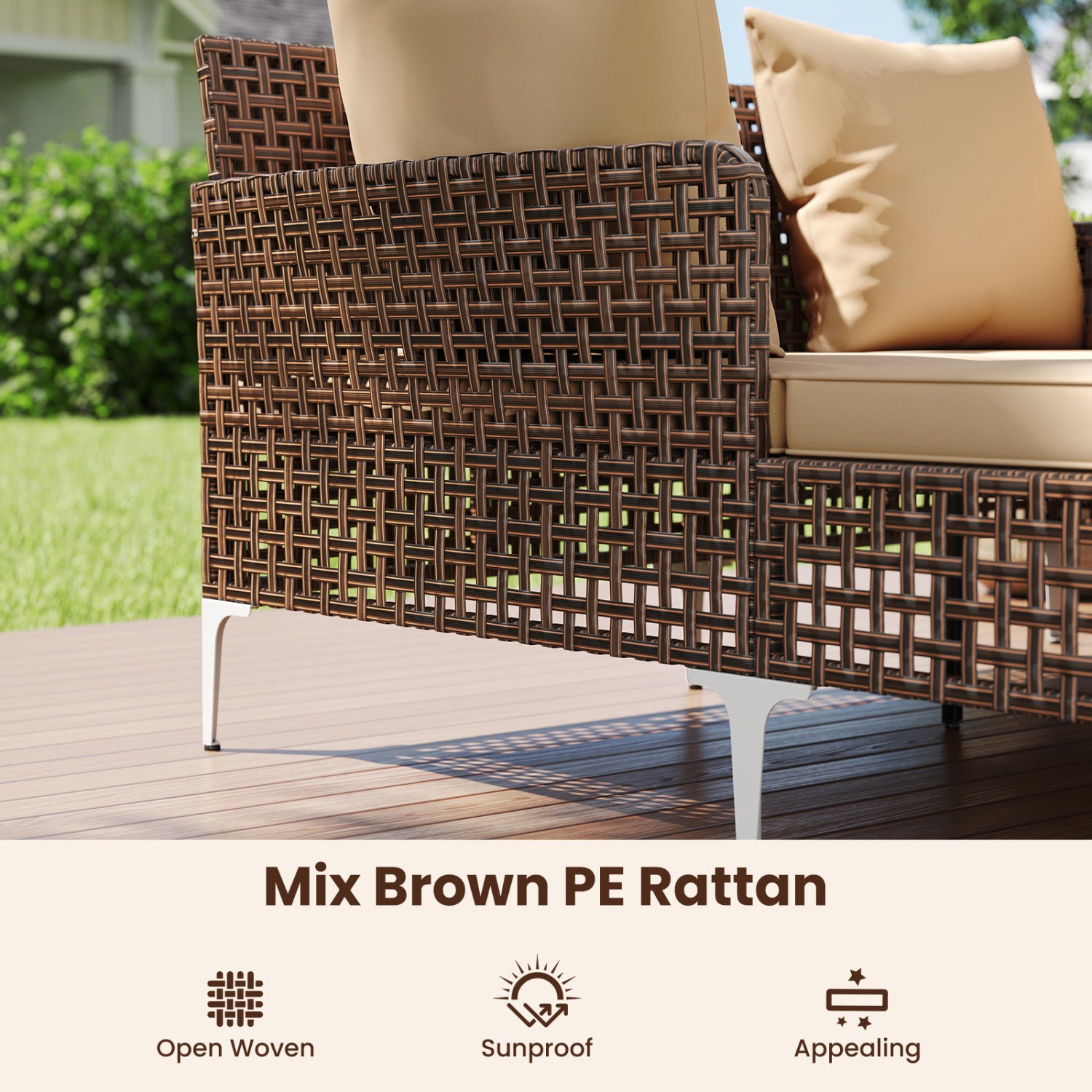 Outdoor Rattan Double Daybed Wicker Chaise Lounge, Brown Outdoor Chaise Lounges at Gallery Canada