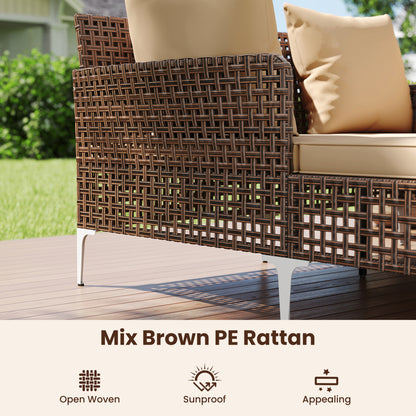 Outdoor Rattan Double Daybed Wicker Chaise Lounge, Brown Outdoor Chaise Lounges at Gallery Canada