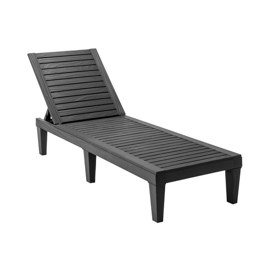 Outdoor Recliner Chair, 5-Position Adjustable Backrest, Black Outdoor Chaise Lounges Black at Gallery Canada