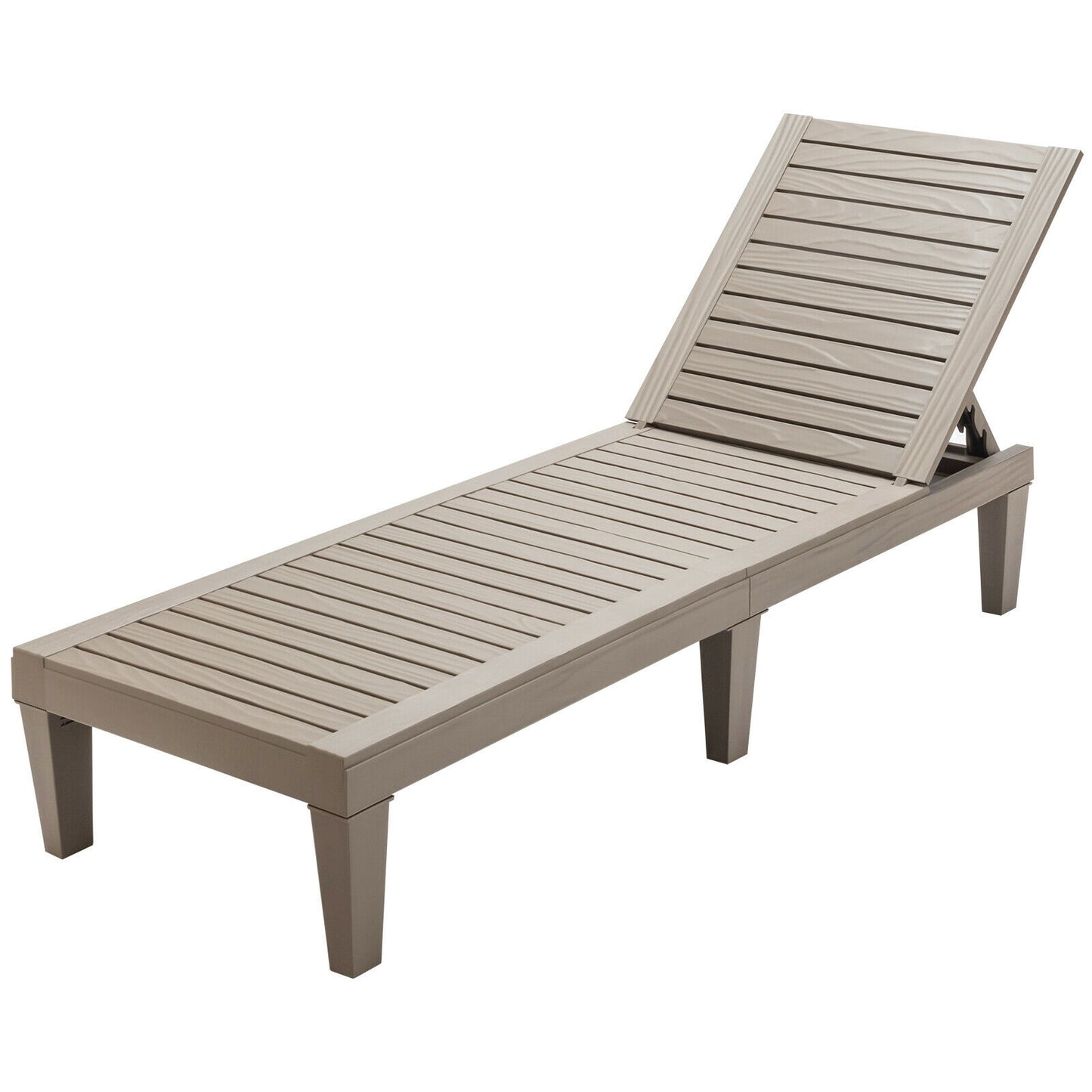 Outdoor Recliner Chair, 5-Position Adjustable Backrest, Brown Outdoor Chaise Lounges at Gallery Canada