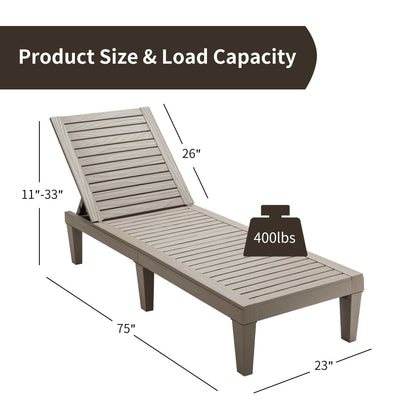 Outdoor Recliner Chair with 5-Position Adjustable Backrest, Brown Outdoor Chaise Lounges at Gallery Canada