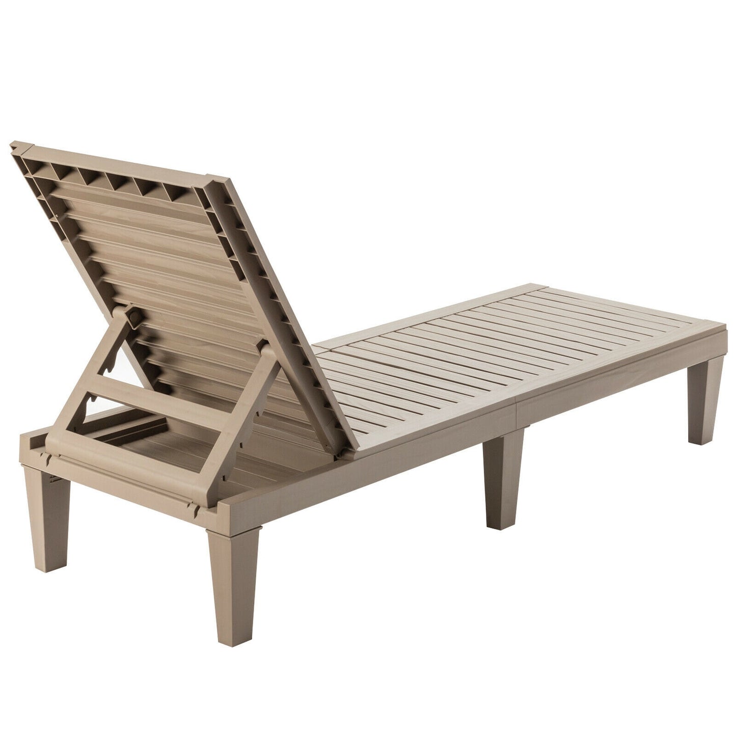 Outdoor Recliner Chair with 5-Position Adjustable Backrest, Brown Outdoor Chaise Lounges at Gallery Canada