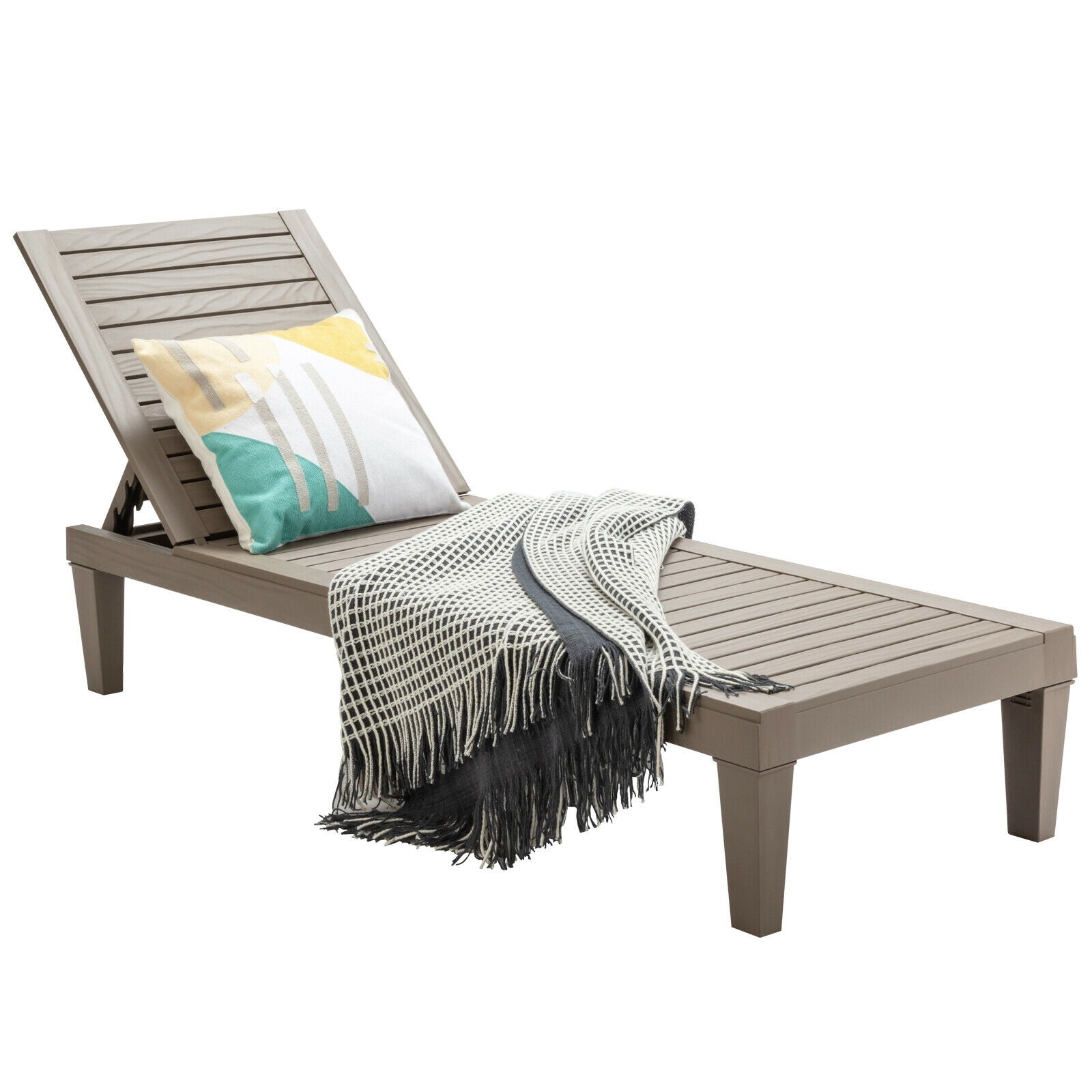 Outdoor Recliner Chair with 5-Position Adjustable Backrest, Brown Outdoor Chaise Lounges at Gallery Canada