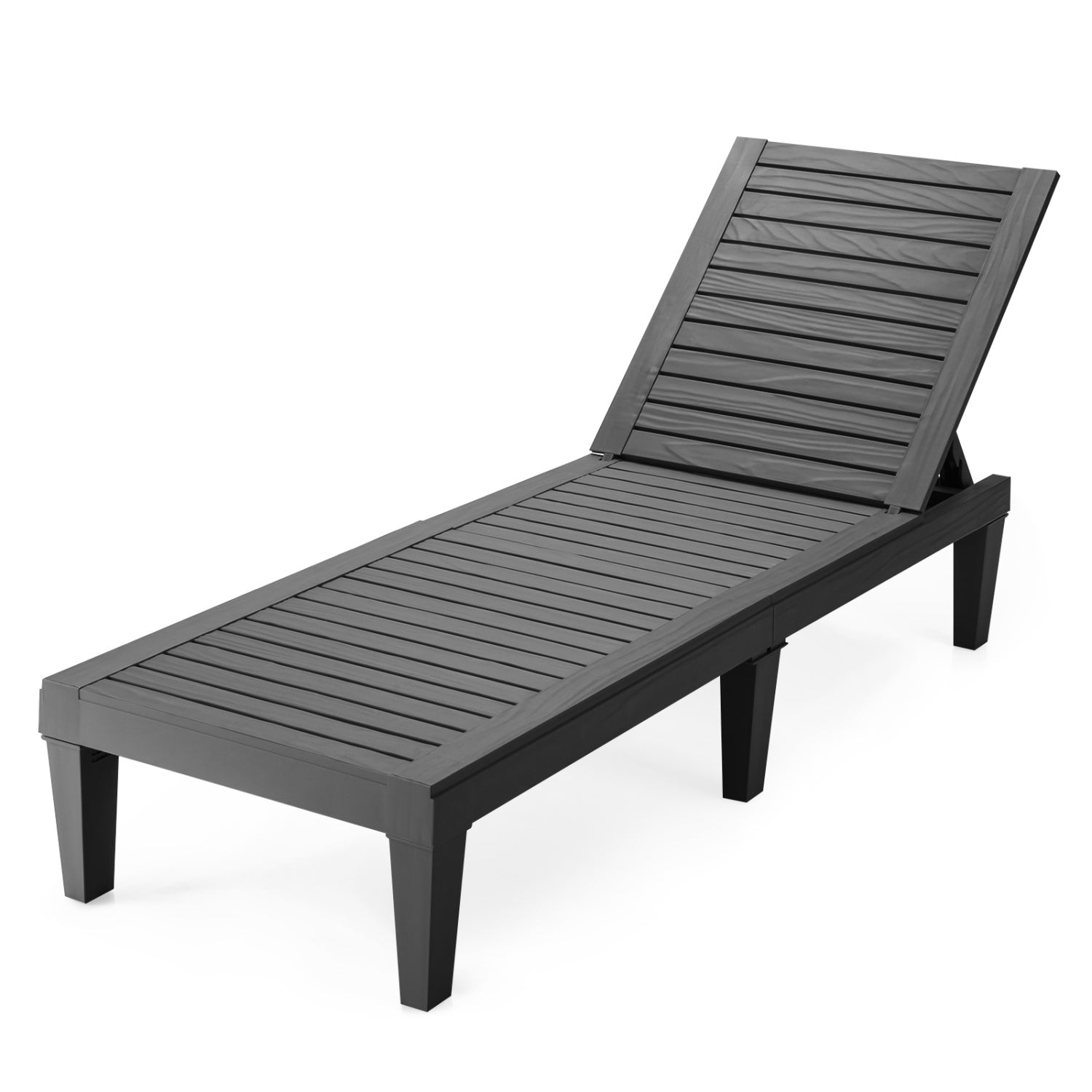 Outdoor Recliner Chair, 5-Position Adjustable Backrest, Black Outdoor Chaise Lounges Black at Gallery Canada