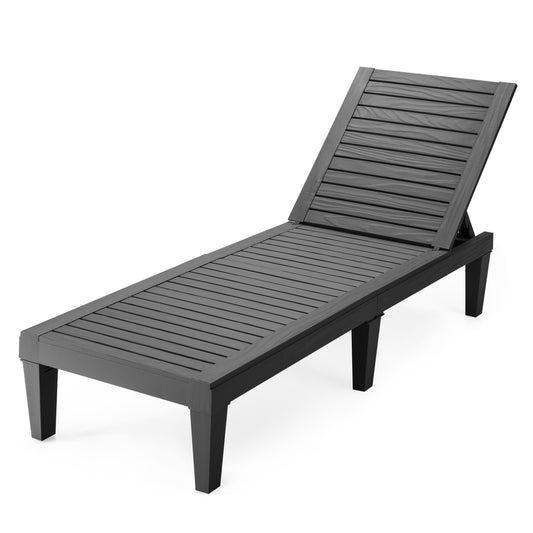 Outdoor Recliner Chair, 5-Position Adjustable Backrest, Black Outdoor Chaise Lounges Black at Gallery Canada