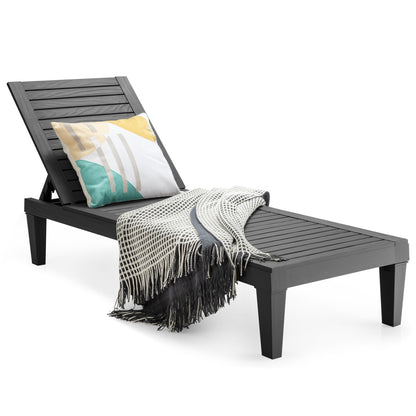 Outdoor Recliner Chair, 5-Position Adjustable Backrest, Black Outdoor Chaise Lounges at Gallery Canada