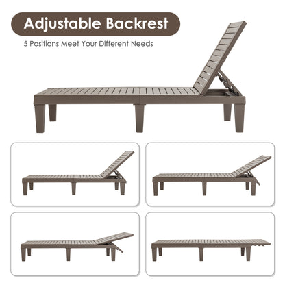 Outdoor Recliner Chair, 5-Position Adjustable Backrest, Brown Outdoor Chaise Lounges at Gallery Canada
